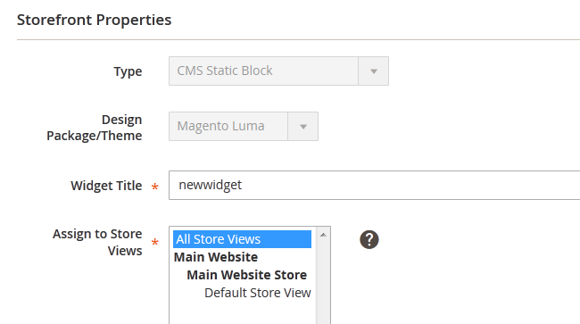 Setting Widget Title and Store Viewin Magento 2