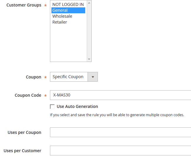 Configuring Discount Coupons for a Promotion in Magento 2