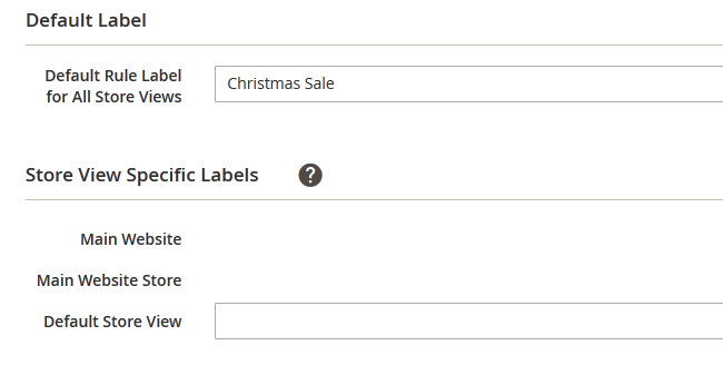 Setting the Labels for the Promotion in Magento 2