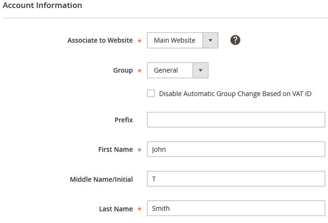 Filling the Customer's Account Information