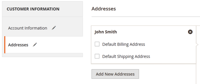 Adding a Billing and Shipping Address for a Customer