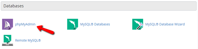 Accessing the phpMyAdmin service via cPanel