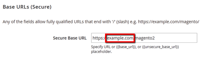 Changing the Secure Base URL of Magento 2