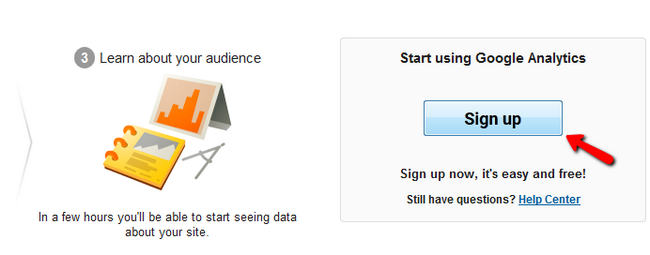 Sign up with Google Analytics
