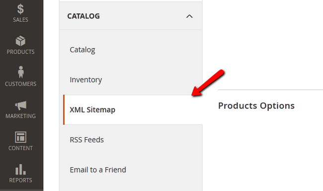 Accessing the XML Sitemap Configuration page