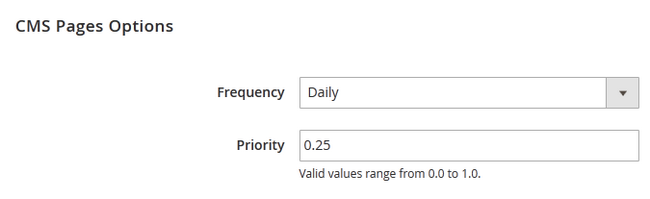 XML Sitemap CMS Pages Options