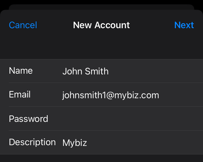 Email Account Details