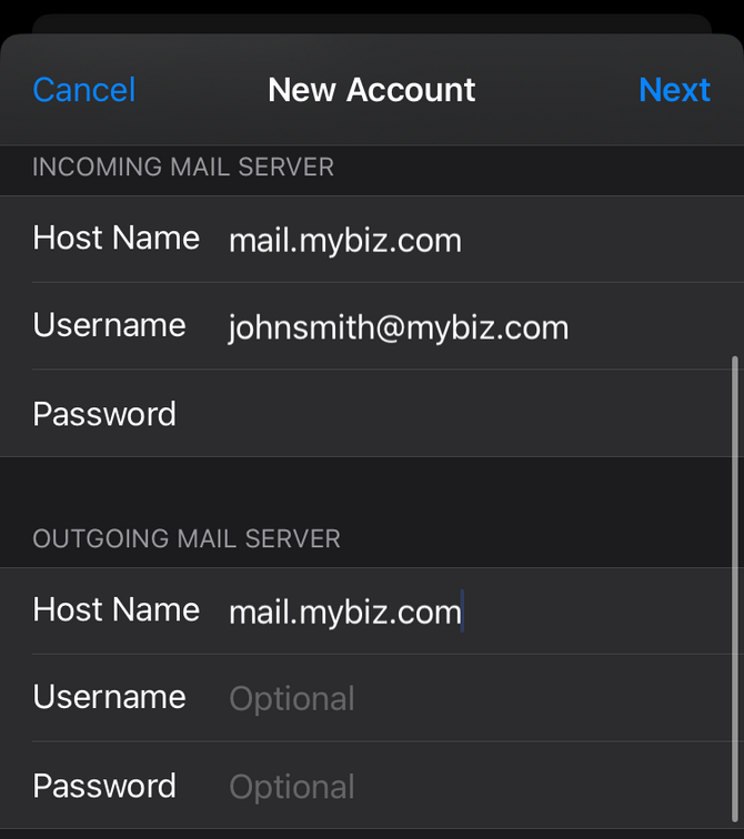 Email Server Settings