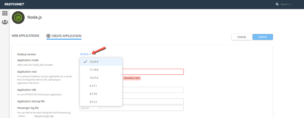 Choose Node.js Version