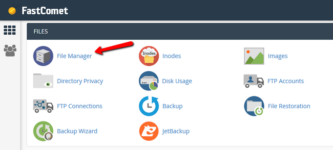 Accessing the File manager in cPanel