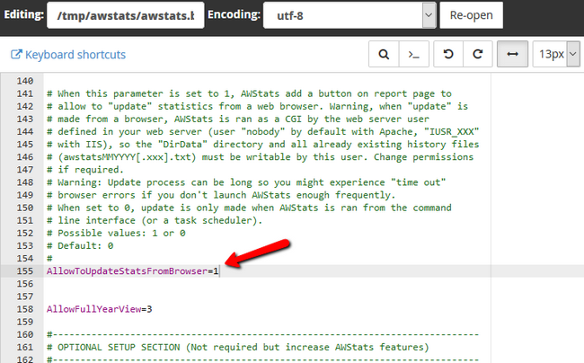 Enabling the awstats update button