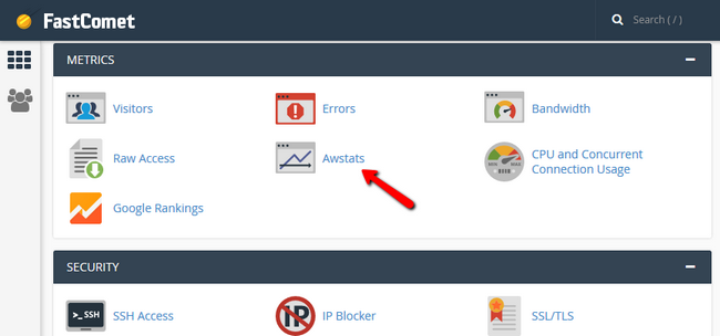 Accessing the Awstats module via cPanel