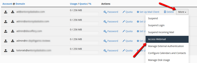 Accessing Webmail via cPanel