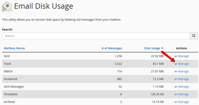 Managing your different email folders via cPanel