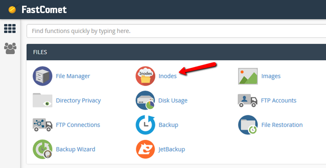 Accessing the Inode Usage tool via cPanel