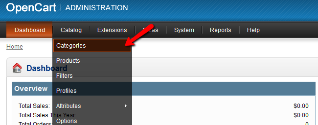 OpenCart Catalog Categories