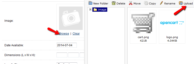 OpenCart Product Upload Image