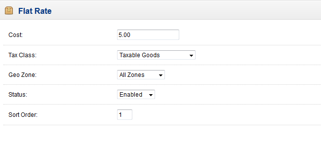 OpenCart Configure Shipping Method