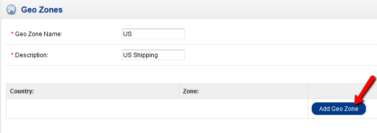 OpenCart Geo Zones
