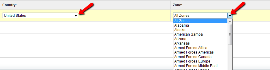 OpenCart Zone and Country