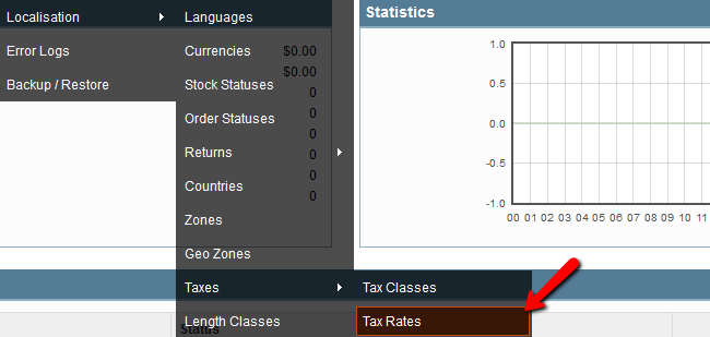 OpenCart taxes settings