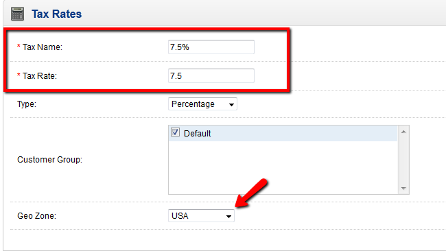 OpenCart Tax Name and Rates