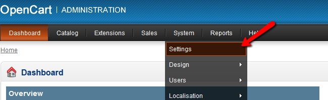 OpenCart Settings 