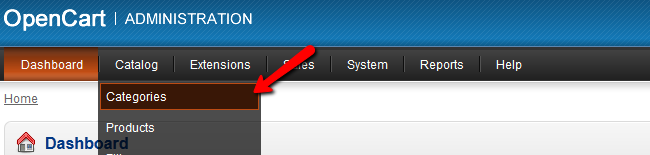 OpenCart catalog categories