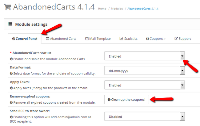 Accessing and Enabling AbandonedCarts