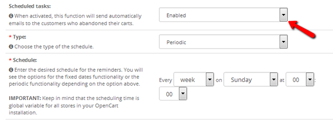 Configuring a Schedule for AbandonedCarts