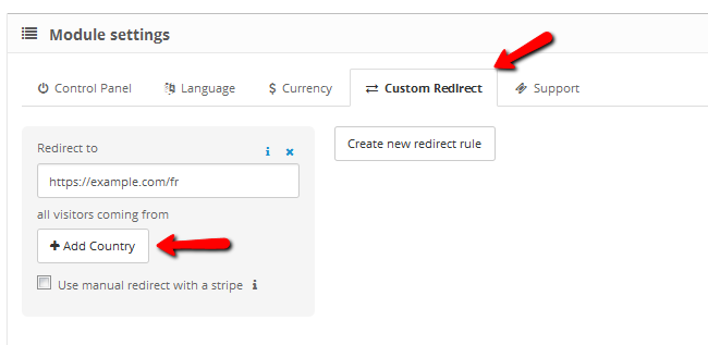 Adding a redirection to specific URL for a country in AutoDetect
