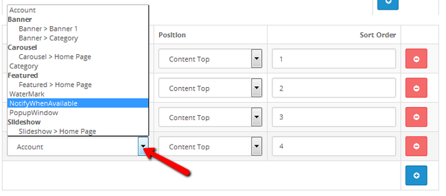 Selecting the module from a list of available modules 