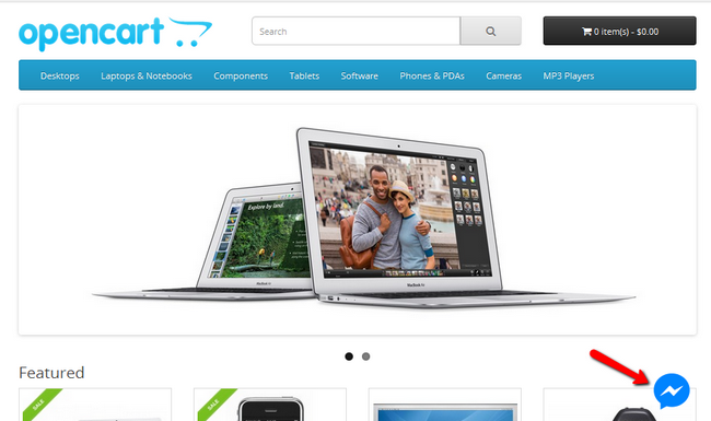 The location and icon of faceboom messenger in your OpenCart 2 website