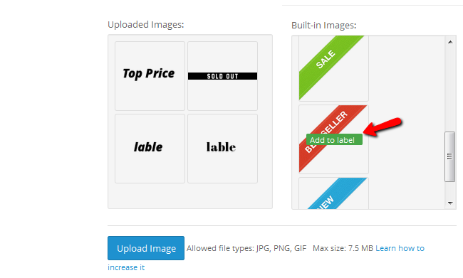 Selecting a pre-defined label for your products in OpenCart 2