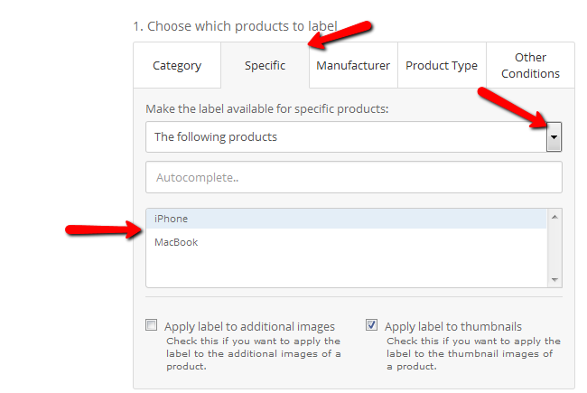 Configuring your labels for specific products
