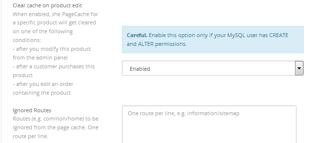 Configuring Ignore rules for Page Cache