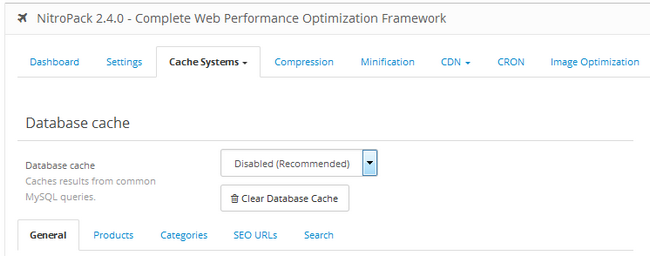 Enabling/Disabling Database Cache in NitroPack