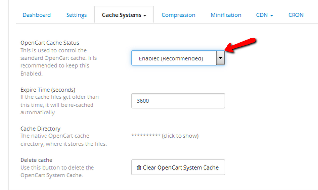Enabling System Cache via NitroPack in OpenCart 2