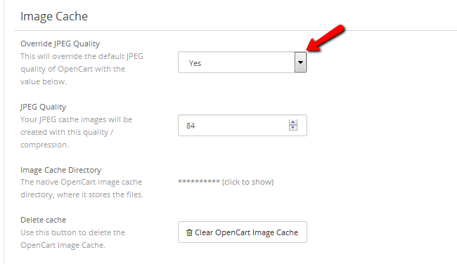 Configuring Image Cache and ovverriding JPEG quality