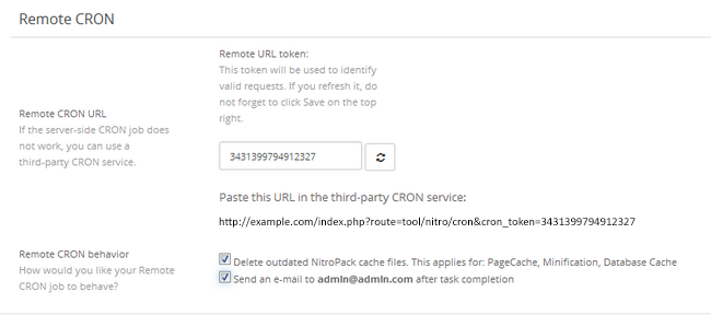Configuring a Remote CRON with URL token and behavior configuration