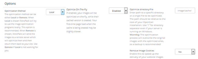 Image Optimization configuration options