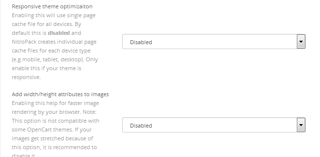 Configuring Page Cache for mobile devices and image dimension attributes