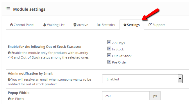 Configuring the settings and rules of NotifyWhenAvailable 