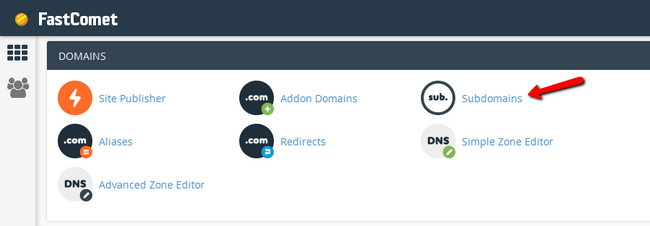 Accessing the Subdomains feature in cPanel