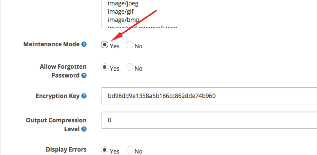 OpenCart 2 Maintenance Mode