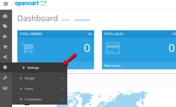 OpenCart 2 Admin Dashboard