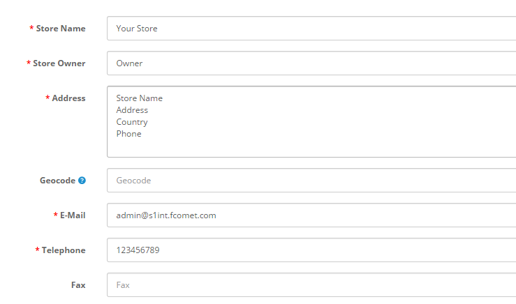 OpenCart 2 General Settings