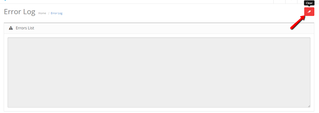 Clear OpenCart 2 error log