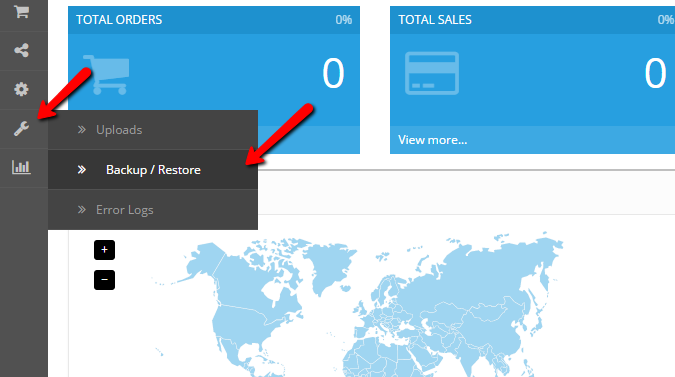 OpenCart 2 Backup Restore