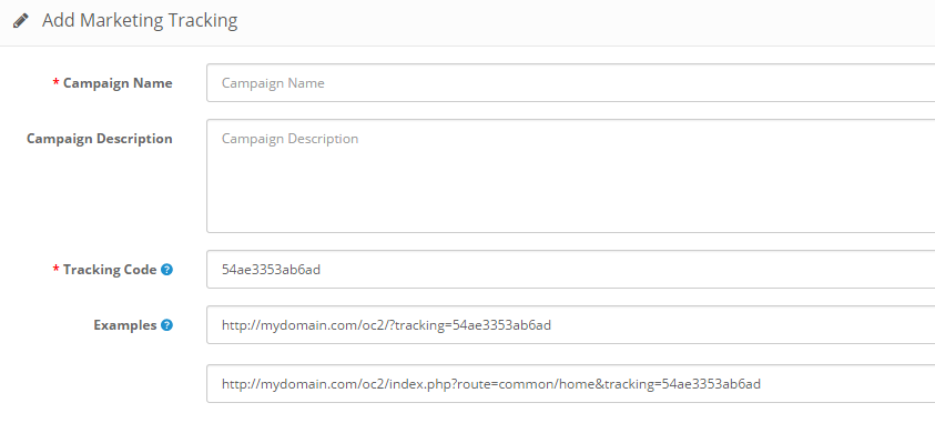 OpenCart 2 Add Marketing Tracking Code